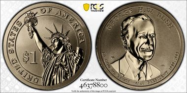 2020-S $1 George H.W. Bush - Rev PR Coin & Chronicles Set PR70
