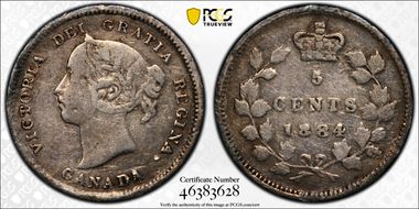 1884 5C Near Pointed 4 VF25