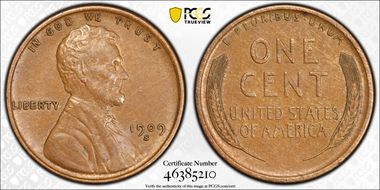 1909-S 1C Lincoln AU58BN