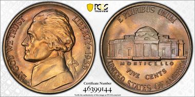 1939-D 5C Reverse of 1938 MS68FS