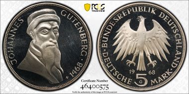 1968-G 5 Mk Gutenberg J-397 PR64DCAM