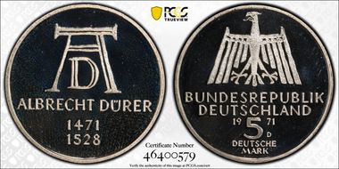 1971-D 5 Mk Durer J-410 PR68DCAM