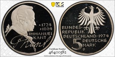 1974-D 5 Mk Kant KM-139 PR67DCAM