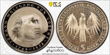 1982-D 5 Mk Goethe PR67DCAM