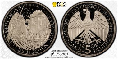 1984-D 5 Mk Customs PR69DCAM