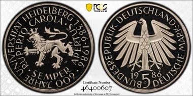 1986-D 5 Mk Heidelberg PR69DCAM