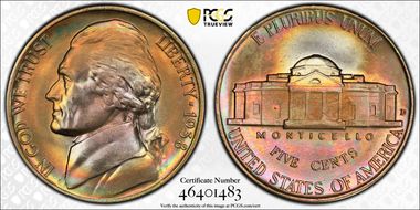 1938-D 5C Jefferson MS68