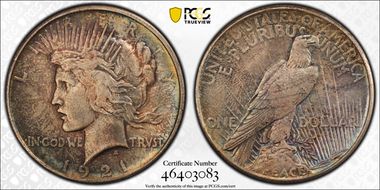 1921 $1 High Relief, Peace MS63