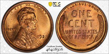 1921 1C MS65RD
