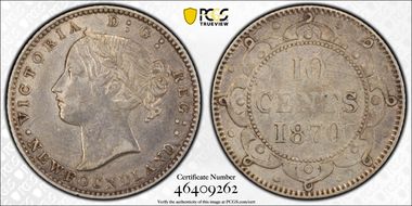 1870 10C ND1 .NEWFOUNDLAND. VF25