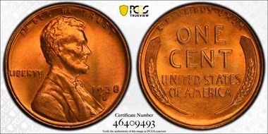 1938-S 1C MS67+ RD