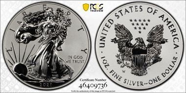 2021-W $1 Silver Eagle Rev PR - Type 1 Designer Edition PR69
