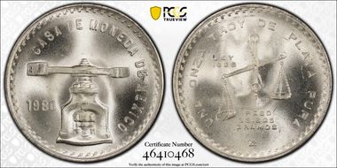 1980-Mo Onza KM-M49b.5  Ag MS66