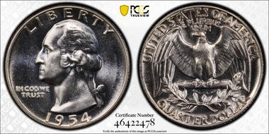 1954 25C PR67