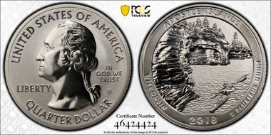 2018-S 25C Apostle Islands NP-Silver Rev PR 50th Anniversary Set First Strike PR70