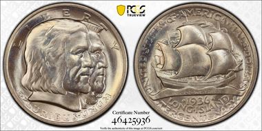 1936 50C Long Island MS66+