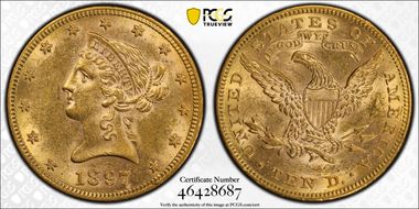 1897 $10 AU58