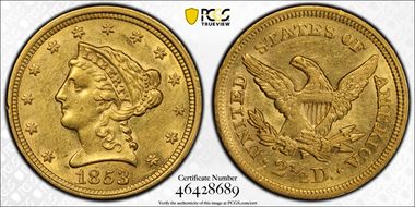1853 $2.50 AU53