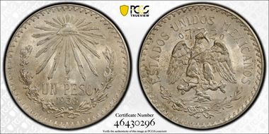 1938-M Peso KM-455  Ag MS63