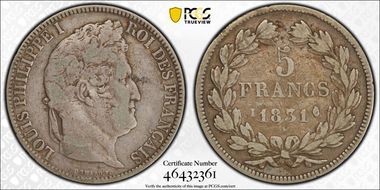 1831-I 5 Fr Gad-677a Tête laurée - en relief VF25