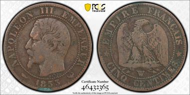 1853-W 5C Gad-152 VF25BN
