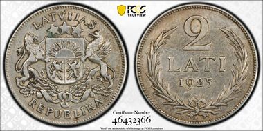 1925 2 Lat AU50
