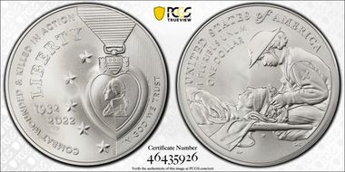 2022-W $1 National Purple Heart Hall of Honor MS70