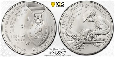 2022-W $1 National Purple Heart Hall of Honor MS69
