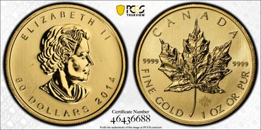 2014 $50 Maple Leaf/Au MS66