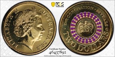 2013-C $2 Coronation Colorized MS68