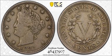 1883 5C With CENTS VF25
