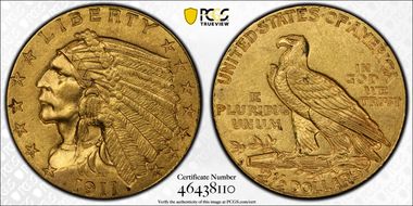 1911-D $2.50 Strong D MS62