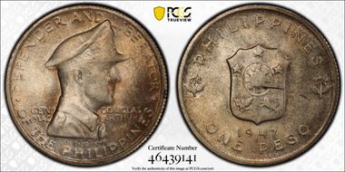 1947-S Peso KM-185, MacArthur MS65