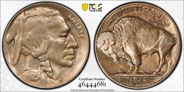 1925-S 5C 2 Feathers FS-401 AU58