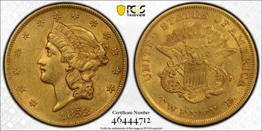 1853/'2' $20 AU53