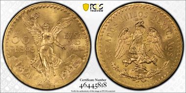 1925 50 Peso KM-481  Au MS64