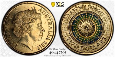 2017 $2 Lest We Forget Colorized MS67