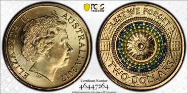 2017 $2 Lest We Forget Colorized MS66