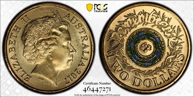 2017 $2 Remembrance Day Colorized MS66
