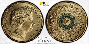 2017 $2 Remembrance Day Colorized MS64