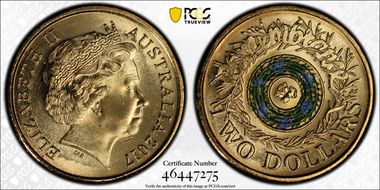 2017 $2 Remembrance Day Colorized MS66