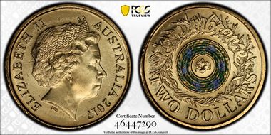 2017 $2 Remembrance Day Colorized MS66