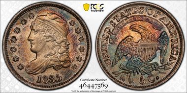 1835 H10C Large Date, Large 5C MS63
