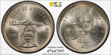1980-Mo Onza KM-M49b.5  Ag MS65