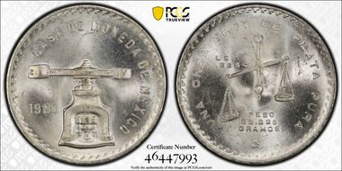 1980-Mo Onza KM-M49b.5  Ag MS65