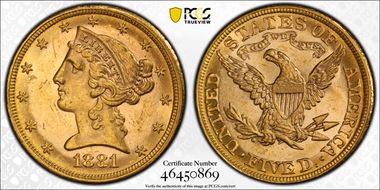 1881 $5 MS62
