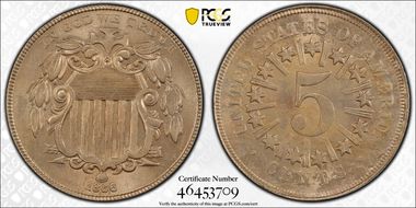 1866 5C Rays MS63