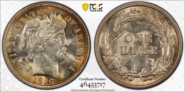 1916 10C Barber MS62