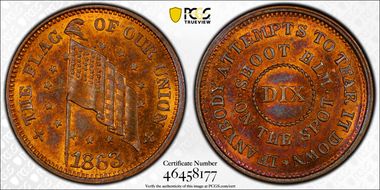 1863 CWT F-212/415a, Flag of Our Union MS64RB