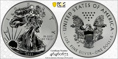 2021-W $1 Silver Eagle Rev PR - Type 1 Designer Edition - First Strike PR70